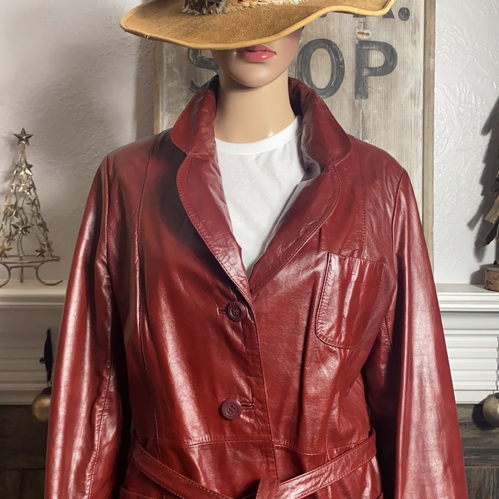 Vintage Bermans Belted Leather Jacket